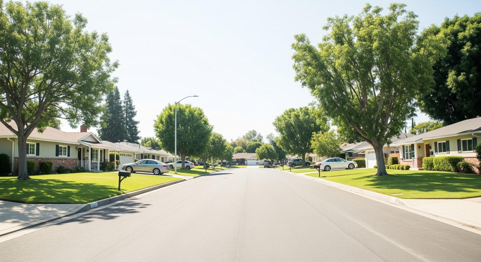Woodland Hills CA residential street with ranch-style homes for sale
