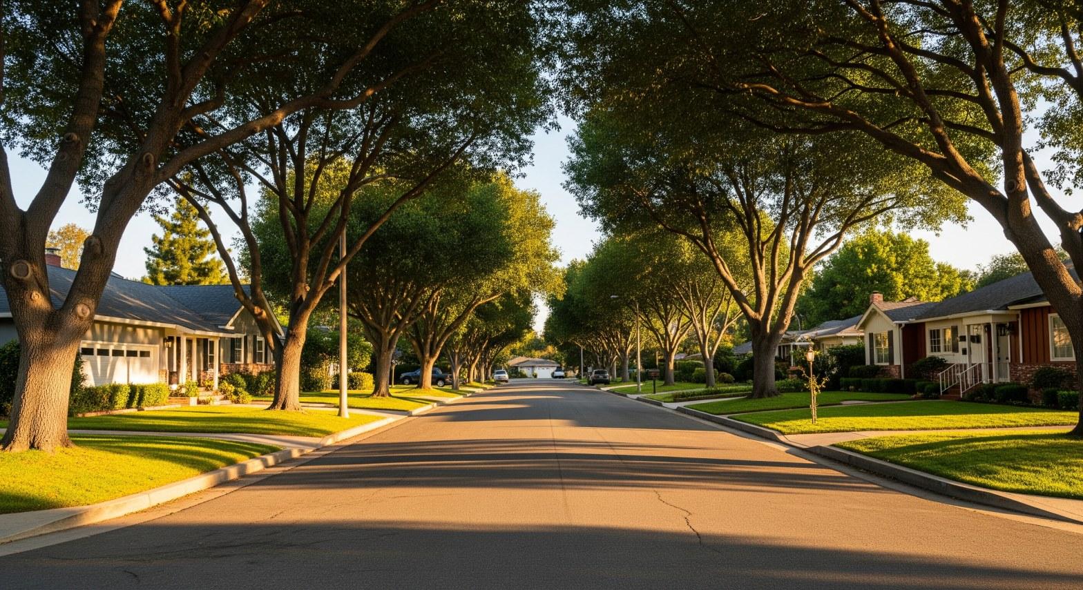 Woodland Hills CA residential street with mid-century ranch homes for sale