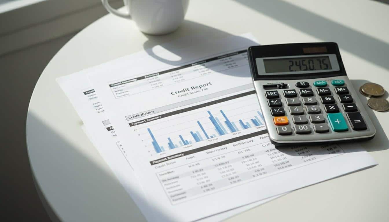 Credit report and calculator used to check eligibility for first-time home buyer programs in CA