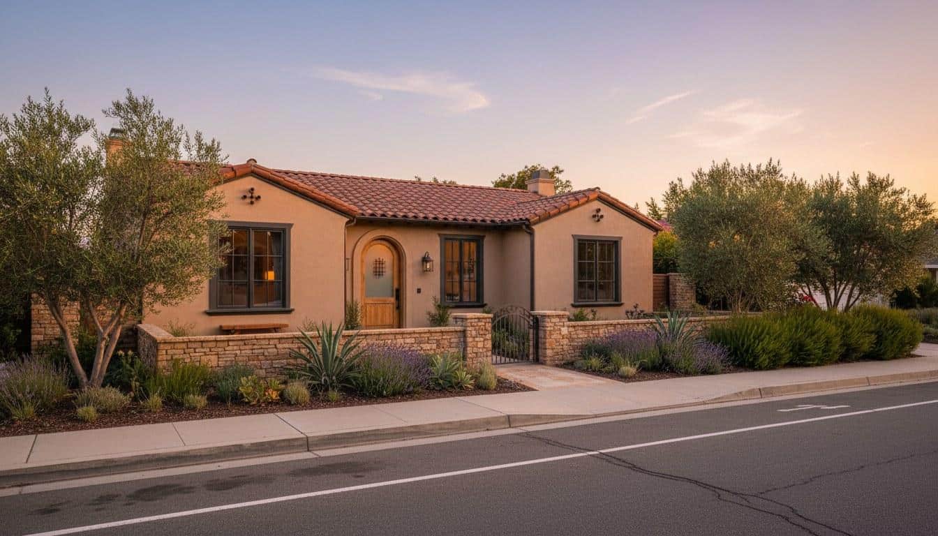 Curb appeal of a home prepared for an open house with fresh landscaping