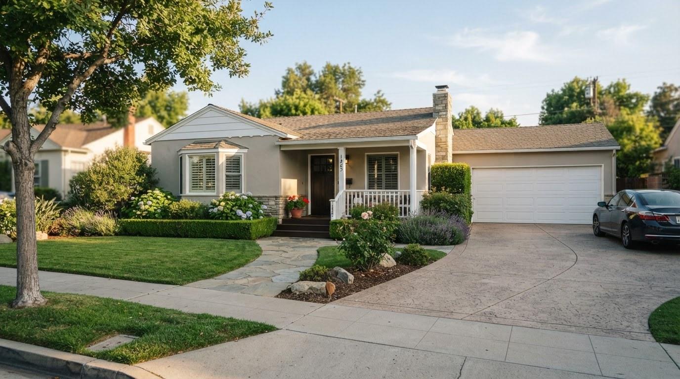 Fixed-rate mortgage home purchase: California ranch-style home exterior with curb appeal in Southern California