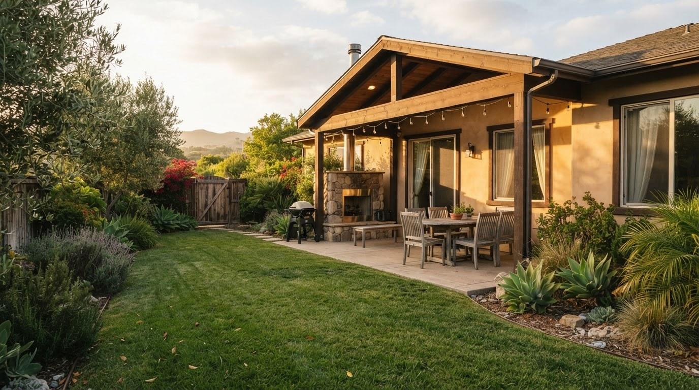 Southern California home exterior showing hillside terrain relevant to seismic and fire hazard disclosures
