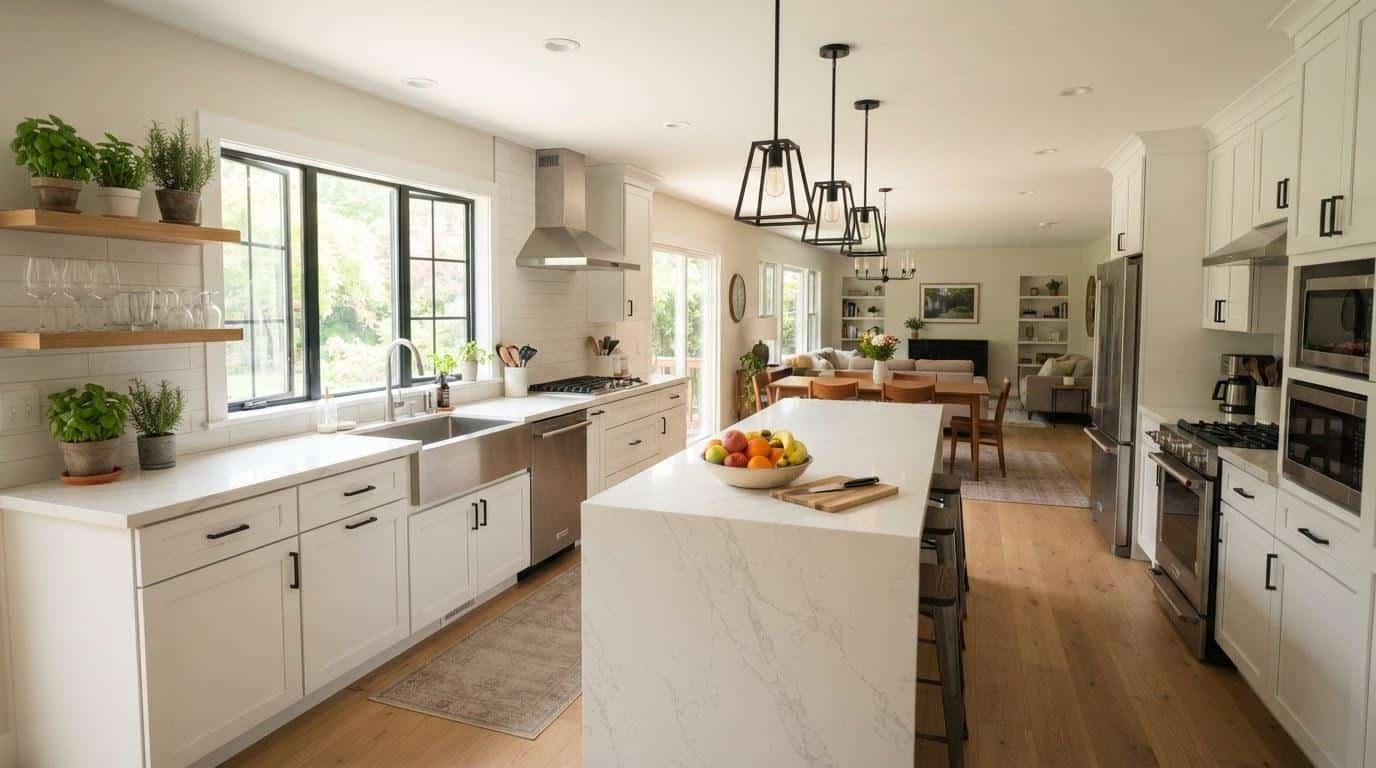 Staged kitchen interior in a California home prepared for buyer showings