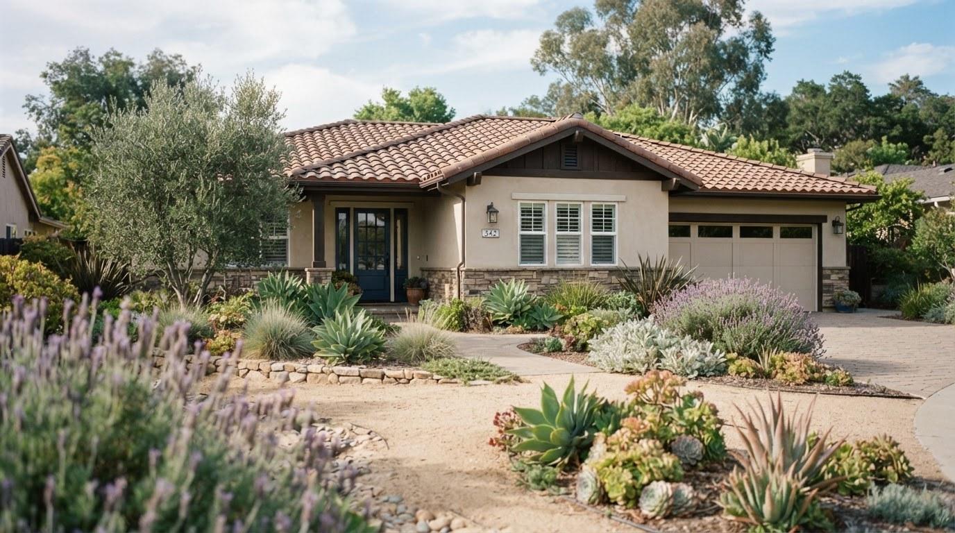 California residential home exterior representing property condition assessed in a Transfer Disclosure Statement
