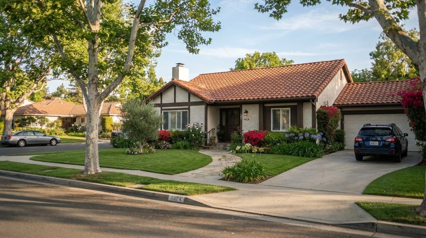 Single-family home exterior in Remington Place Woodland Hills CA neighborhood