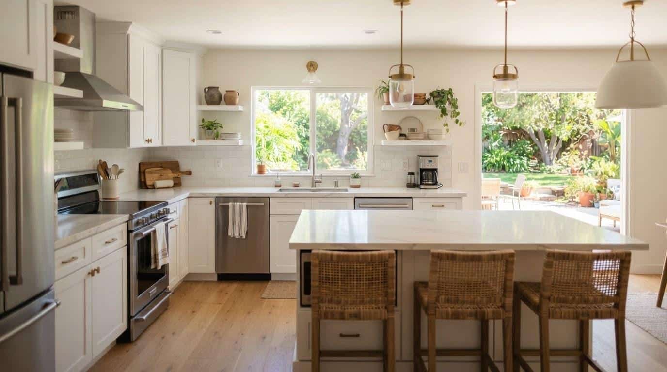 Remodeled kitchen interior in a Woodland Hills CA home showing updated finishes