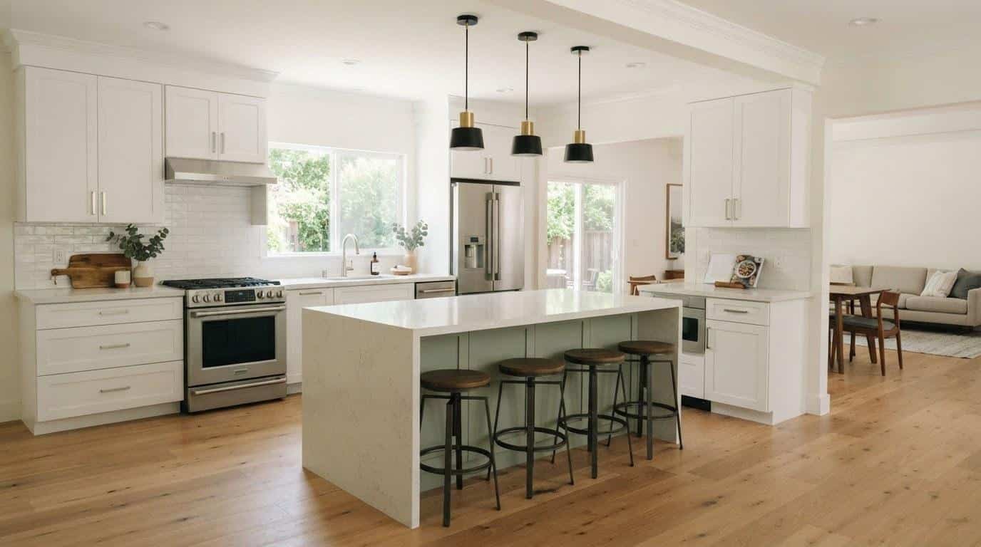 Renovated kitchen interior in a Remington Place single-family home in Woodland Hills CA